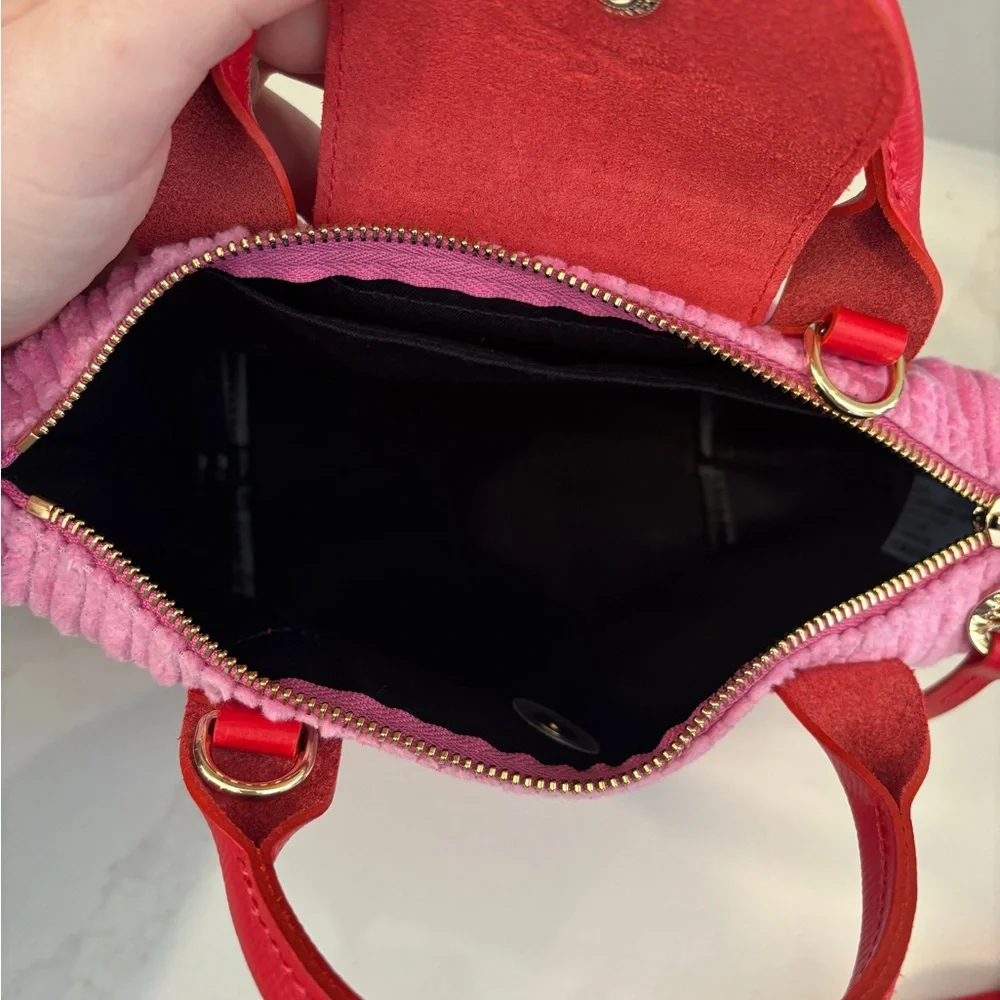 Longchamp Le Pliage Velvet Extra Small Bag in Peony - Picture 4 of 8
